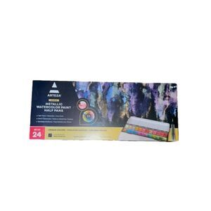 Arteza Metallic Watercolor Paint Half Pans Set (24 Colors)
